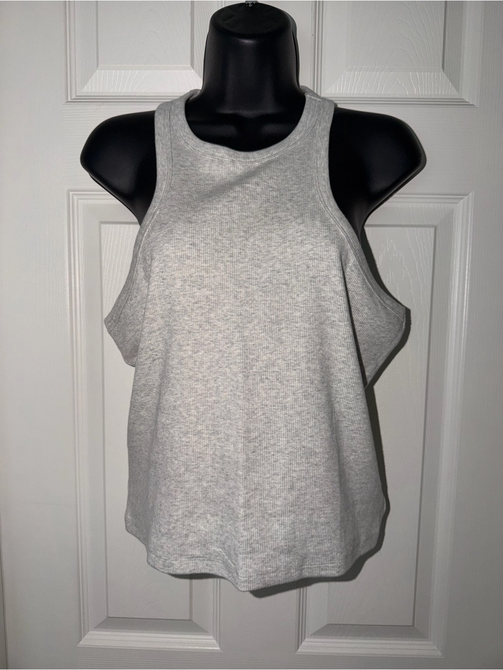 Abercrombie & Fitch Gray Cotton Rib Soft Essentials Crop Tank